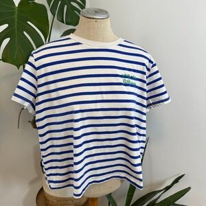 H&M Striped T Shirt "Vacanza Italiana" Embroidered Cotton XL